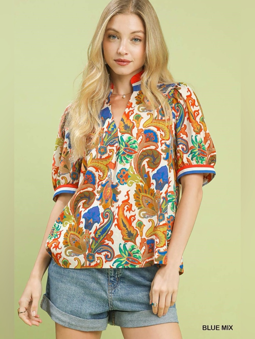 Umgee Jacquard Abstract Print Top